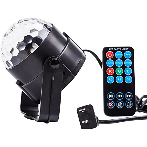 Spriak Party Lights Disco Ball 3w Led Strobe Stage Halloween Christmas Rgb Led Par Light Lighting with Remote Control for DJ Bar Karaoke Xmas Wedding Show Club Pub