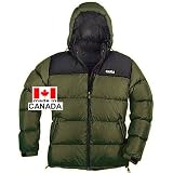 TAIGA Tantalus 700 - Men's European Goose Down Jacket, Olive with Black Shoulders, MADE IN CANADA