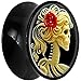 Body Candy Black Acrylic Red Rose Skeleton Saddle Plug Pair (5mm to 20mm)