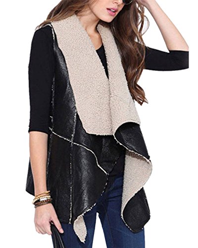 ZANZEA Womens Faux Fur Vest Cream Waistcoat Long Gilet Jacket Outerwear