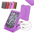 DURAGADGET Funda Y Cubierta Lila De Piel Aut�ntica Con Soporte Para El Kindle De Amazon, Wi-Fi, Monitor 6" E Ink + Cargador De Red El�ctrica (NO Funciona Con El Amazon Kindle Touch / Touch 3G)