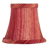 Shades - Chandelier Clip On Lamp Shade - Red Wine Striped Silk - B5551