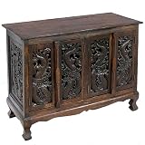 EXP Handmade Asian Furniture - 39" Chinese Dragon Storage Cabinet / Sideboard Buffet - Rich Dark
