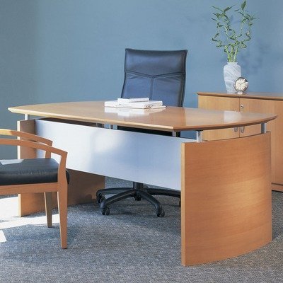 Mahogany on Walnut Veneer Mayline Napoli 72" Contemporary Wood Veneer Computer Desk