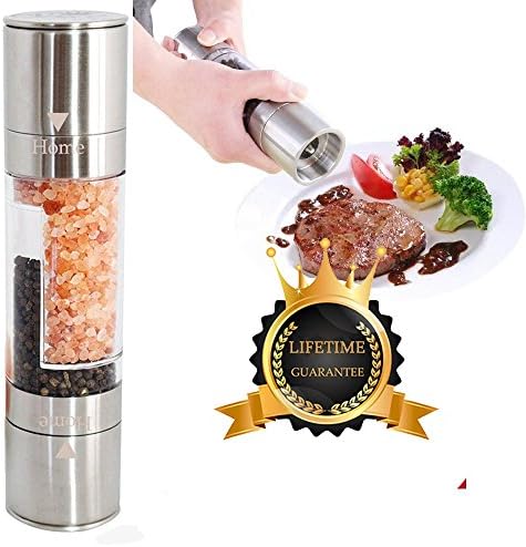 Salt and Pepper Grinder Set 2 in 1 Design Stainless Steel with Manual Adjustable Coarse Lifetime Warranty(Set of 1)