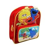 Sesame Street Backpack,front Pocket With Charcter Picture ,shaped Figures Above Pocket,cookie Tag On Zip Fastener, Orange