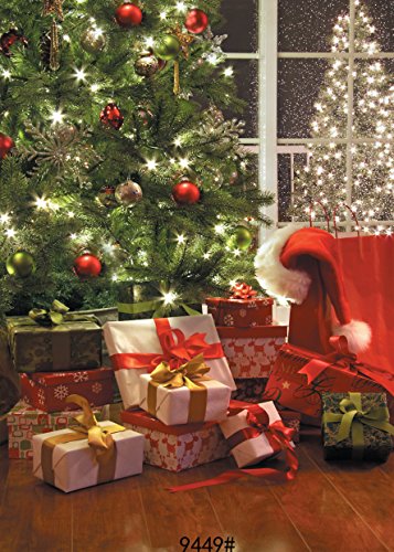 SJOLOON 5x7ft Christmas Tree and Gift Vinyl Photography Backdrop Customized Photo Background Studio Prop JLT9449