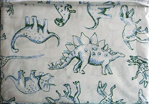 Charles Street 3 Piece Twin Sheet Set Dinosaurs in Green and Blue on White