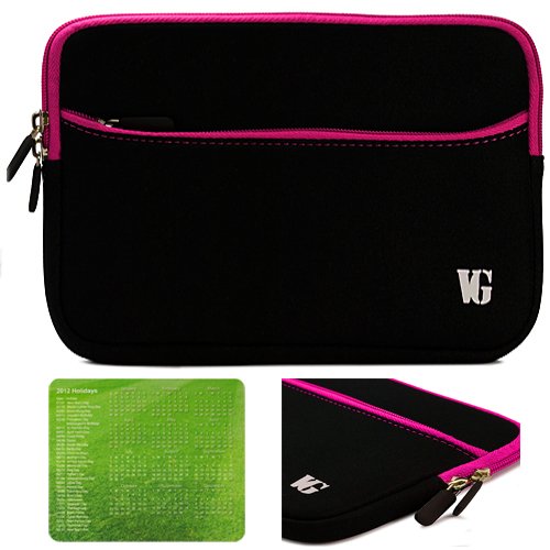 Dual Pocket Neoprene Sleeve Case for 13 inch Apple MacBook Pro MC700LL/A MC724LL/A MC516LL/A Laptop Computers (Black-Pink)