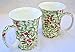 Fine Bone China Christmas Holiday Mugs - Holly and Mistletoe Chintz - Set of Two
