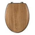 Wenko 145358100 WC-Sitz Creta - Chrom-Metallbefestigung, echtes Eichenholz