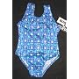 Girls 1 PC T-Back racer Back Lavender Plaid/Aqua Flowers