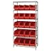 Quantum Storage Systems WR6-265CL 6-Tier Complete Wire Shelving System with 20 QUS265CL Clear-View Hulk Bins, Chrome Finish, 18" Width x 36" Length x 74" Height