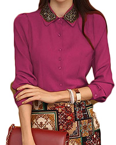 (ディーコッテ)D'Kotte 春 シャツ 入学式 卒業式 OL 通勤 ブラウス スーツ エレガント スリム キャリア シフォン 襟 柄 a1028