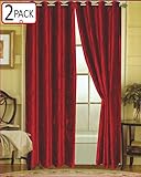 Editex Home Textiles Susane Crushed Velvet Curtain Panel with Grommet, Burgundy, Set of 2