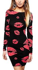 Sexy Scoop Neck Short General Print Polyester/Spandex Long Sleeves Spring Fall Winter Bodycon Dress/Party Dress/Mini Dress 