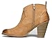 Western Slip On Stacked Heel Bootie - Distressed Ankle Pull Cowboy Women's Boot