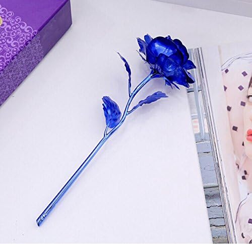 Thinkmax 24K Gold foil Decoration Artificial Rose Flowers,Best Valentine's Day Gift ,for Birthday, Gift for Girlfriend, Party, Wedding, Mother's Day,Royal Blue