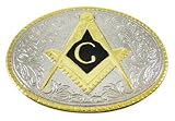 Thumbnail image for Chrome & Enamel Freemason Symbol Belt Buckle Masonic