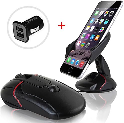 Car Mount, Yukiss Easy One Touch Cell Phone Mount + Dual USB 2.1A Charger Bonus, Foldable Mobile Phone Car Mount and Smartphone Car Holder for iPhone 6s Plus 6s 5s Samsung Galaxy S7 Edge S6 S5 Note 5