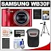 Samsung WB30F Smart Wi-Fi Digital Camera (Red) with 32GB Card + Battery + Case + Tripod + Accessory Kit