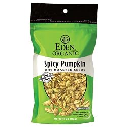 Eden Organic Dry Roasted Seeds, Spicy Pumpkin, 4-Ounce Resealable Bags (Pack of 15)