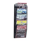show Mesh Magazine Rack,5-Pockets,9-3/4 quot;x3-1/2 quot;x28 quot;,Black