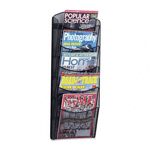 See Mesh Magazine Rack,5-Pockets,9-3/4 quot;x3-1/2 quot;x28 quot;,Black