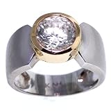 Cubic Zirconia: 14K Two Tone 9mm with Signity Cubic Zirconia Bezel Ring