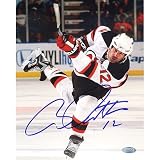 Steiner Sports NHL Brian Rolston New Jersey Devils White Jersey Slapshot Vertical Autographed 8-by-10-Inch Photograph