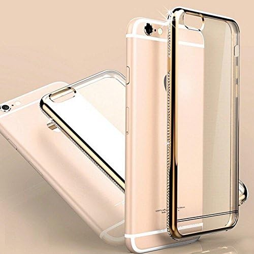 iPhone 6 / 6s Plus Case [Ultra Thin], Hot Line Bling Soft TPU Clear Protective Back Cover with Rhinestone Diamond Bumper (Gold)