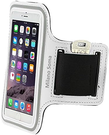 iPhone 6- Samsung Galaxy S6 & S6 Edge Running Armband, Milanosoma Apple iP6(4.7 inch) & Samsung S6/S6 Edge(5.1 inch) Easy Fitting Sport Running Armband with Premium Flexible Case Combo [Kinetic Series] With Key Holder (White)