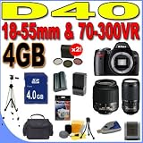 Nikon D40 6.1MP Digital SLR Camera with Nikon 18-55mm f/3.5-5.6 ED II AF-S DX Zoom-Nikkor Lens Kit and Nikon 70-300mm f/4.5-5.6G VR AF-S IF-ED Zoom-Nikkor Lens PLUS 4GB SDHC Memory Card - Extra Lithium Ion Battery - TWO 3 Piece Filter Kits - Full Size Tripod - D40 (25420) BigVALUEInc Accessory 2-Lens Saver Bundle + MORE!