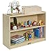 ECR4Kids Birch 2 Shelf Storage Cabinet with Back, Wood Book Shelf Organizer/Toy Storage for Kids, Natural