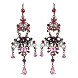 Pink Chanderlier Long Earrings Crystals Vintage Style