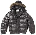 Schott Mens Wet Look Down Hooded Jacket Black
