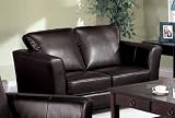 Loveseat Sofa Contemporary Style Dark Brown Bycast