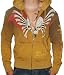 ED HARDY Christian Audigier Mens Urban Tattoo Skull Zip Up Hooded Sweatshirt Hoodie Shirt Top Yellow