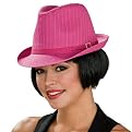 Men's Pinstripe Fedora Hat Pink with White Stripes
