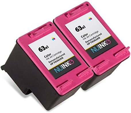 NUINKO 2 Pack Remanufactured HP 63XL Ink Cartridge F6U63AN for HP Envy 4520 Deskjet 3630 2130 2132 3632 3634 OfficeJet 3830 4650 Printer (2 Color)
