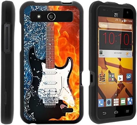 ZTE Speed Case, Stylish Snug Fitted Hard Protector Cover Snap On Case with Customized Design for ZTE Speed N9130 (Boost Mobile) from MINITURTLE | Includes Clear Screen Protector and Stylus Pen - Fire Water Electric Guitar