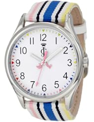 Juicy Couture Womens 1900913 Juicy Stripes Grosgrain Leather Strap Watch