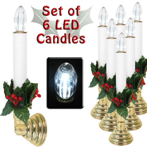 Set of 6 Individual LED Candles - Cordless