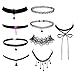 Outee Choker Necklace Set Black Velvet Choker Tattoo Necklace Classical Gothic Chokers for Women Girls (9 Pcs)