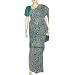 Tie n Dye Sari in Printed Cotton with Blouse & Under Skirts Green (tdsari058)