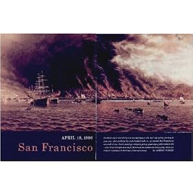 San Francisco, April 18, 1906. The West's most colorful city was just beginning to stir, that soft spring morning 50 years ago, when suddenly the earth buckled under it. As shocked San Franciscans swarmed into the streets, buildings collapsed, pavings gaped open, water mains broke - and one of history's most awful fires swept the stunned and reeling city. Here is a brilliant re-creation of that time of trial and triumph. by Robert O'brien. ..... 1956 Collier's Magazine Picture, A5193A.