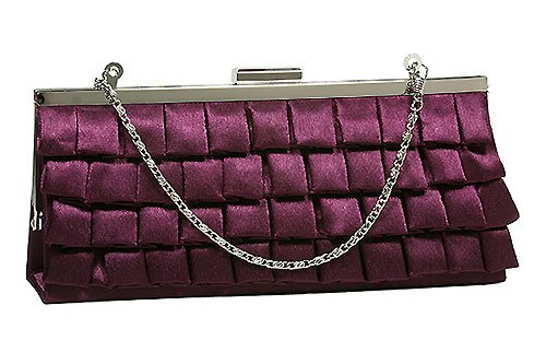 Pretty Purple Ruffled Satin Evening Clutch Bag Purse