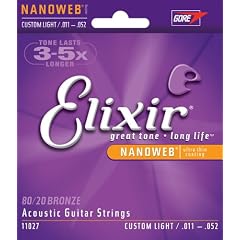 Elixir Gitarrensaiten f�r Akustikgitarre (1 Satz, 80/20 Bronze, ultrad�nne Nanoweb-Beschichtung, Custom Light 0.011 - 0.052)