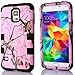S5 case,Samsung S5 cases,samsung galaxy s5 case,Creativecase Carryberry 3in1 Hybrid Rugged Shockproof Dirtproof Hybrid Pink Tree Camo Hard/Soft Case Cover for Samsung Galaxy S5 i9600#B01