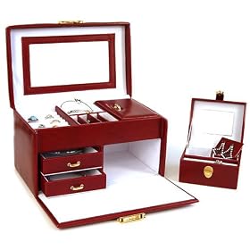 Red Travel Leather Jewelry Box